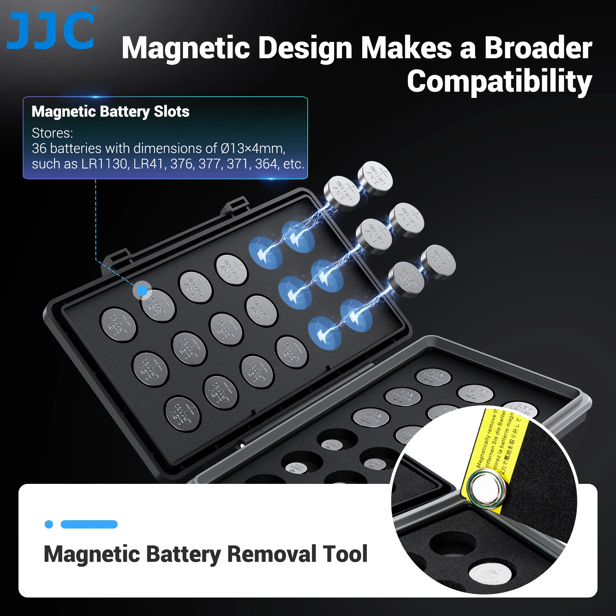 JJC 16 Slots Coin Cell Battery Case Holder Storage Water-Resistant Anti-Shock for CR2450 / CR2430 / CR2412 Button Round Battery