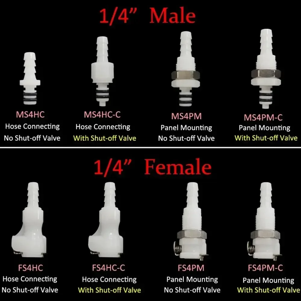1Pcs Disconnect Fitting Coupling Hose Joint Quick Shut-Off Tube Connector Hose Barb Valved 3/16 1/4 Male Female Quick Coupler