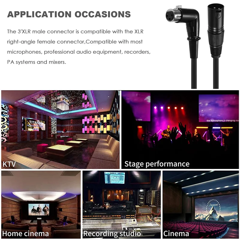 N11R XLR Cable Musical Microphone Sound Cable Plug Right Angle XLR Female To Male Cable 6 Feet