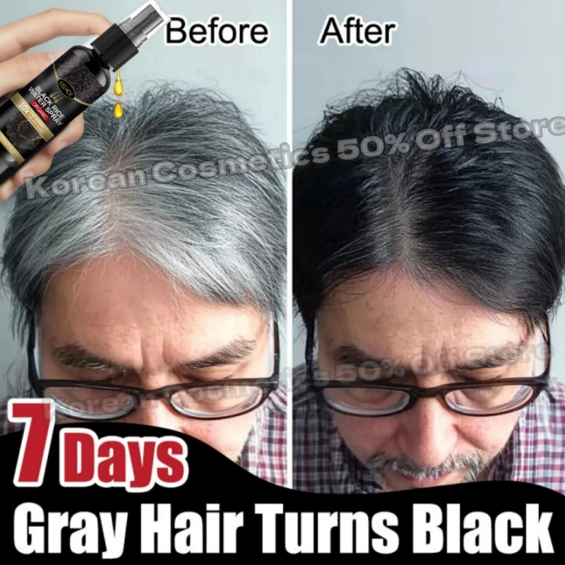 Gray White Hair Treatment Serum Cover White Hair To Black Natural Color Repair Spray Anti Loss Hair Restore Healthy Hair Care