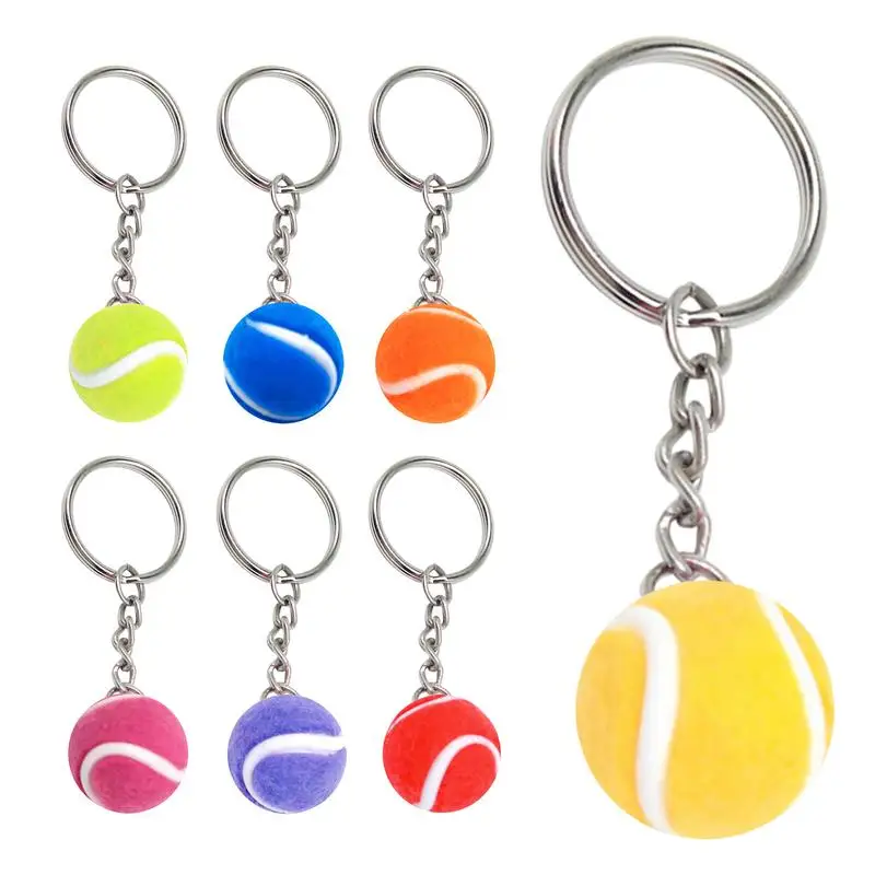 Mini Tennis Ball Key Chain Metal And Flannel 3D Tennis Ball Pendant Keyring Fashion Backpack Decorative Hanging For Sports Lover