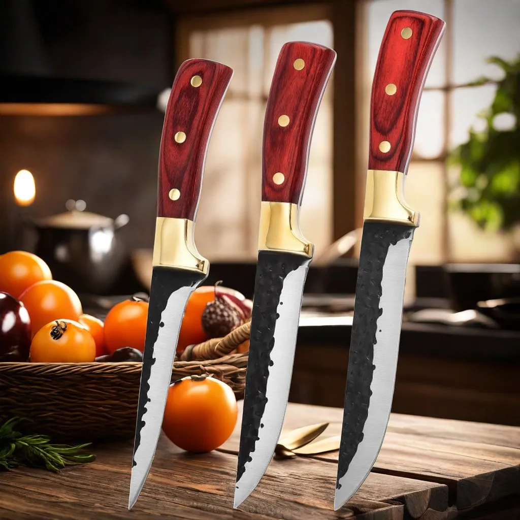 Handmade Forged Knife Meat Bone Knife Fruit Slicing Knife Stainless Steel Kitchen Chef Knife Perfect for Household Knives