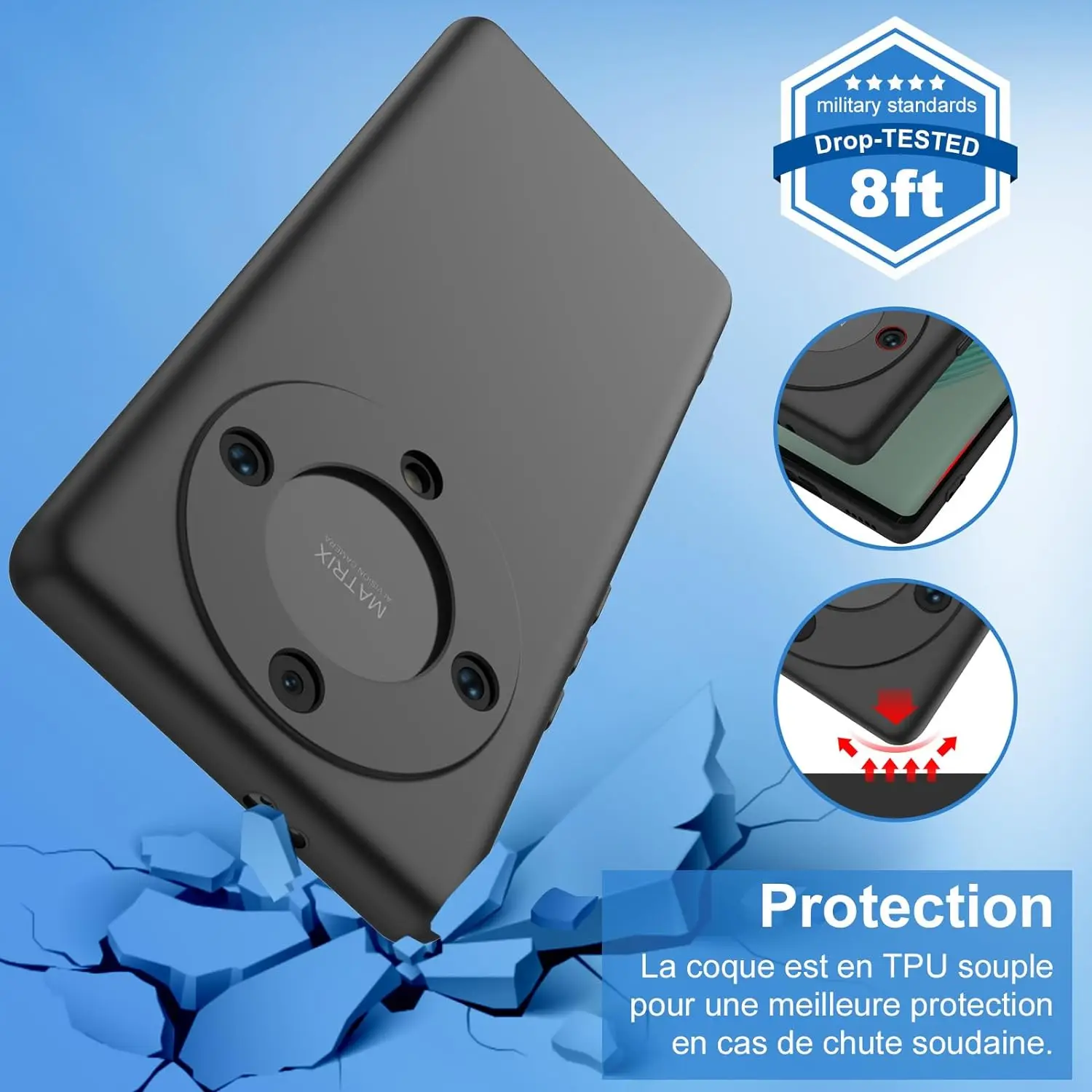 Black Matte TPU Shockproof Lens Protection Case Cover For Huawei Honor Magic 6 5 Lite X9B X9A