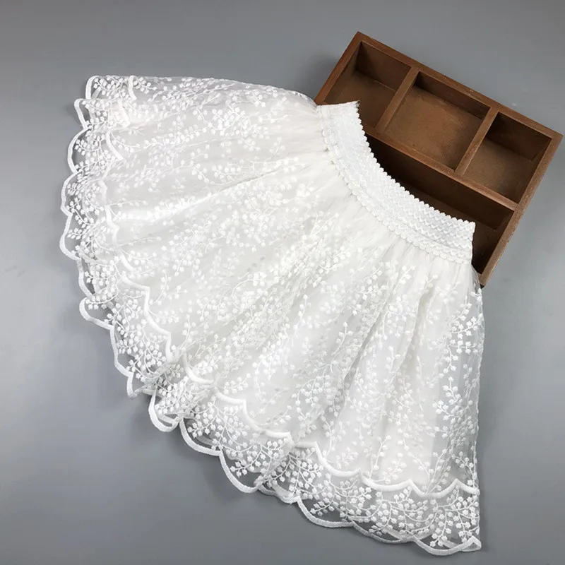 DE PEACH Baby Girls Lace Tutu Skirt Princess Style Children's Fashion Flower Embroidery Tulle Skirt for Kids Party Dance Costume
