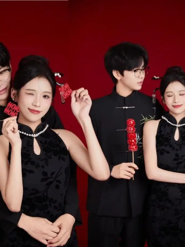 

Новогодний винтажный костюм в китайском стиле для парной фотосессии, одежда для художественной портретной съемки, новая модель для фотостудии, женская мода