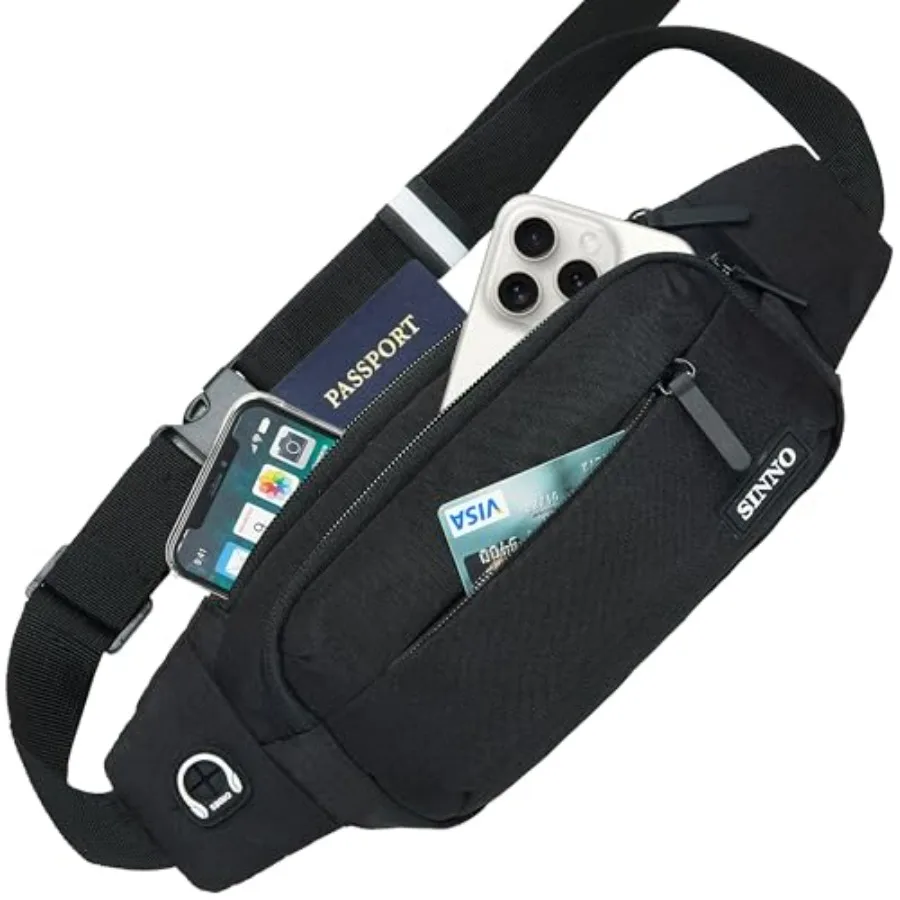

SINNO Large Crossbody Fanny Pack for Women Men Belt Bag With 4-Zipper Pockets for Travel Running Hiking Workout Dog Walking Out