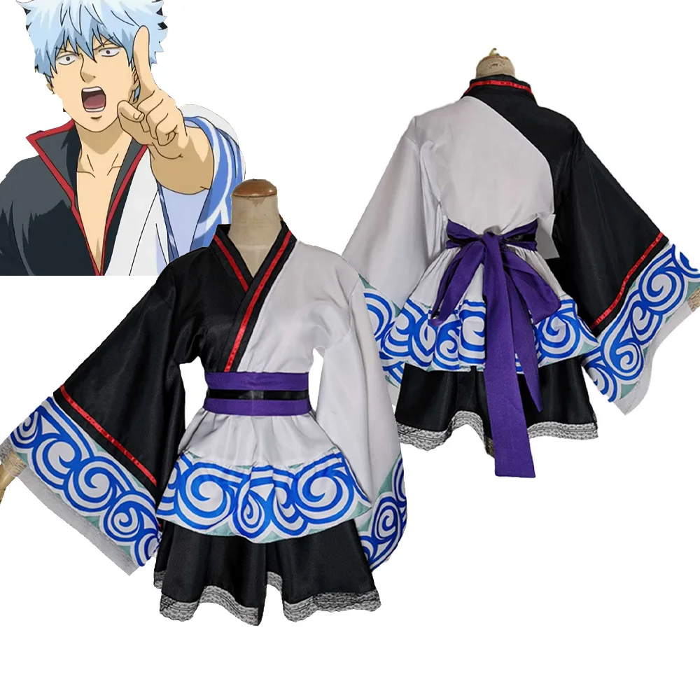 SakMiGintoki Anime Kimono Cosplay Costume pour hommes et femmes, robe Lolita, vêtements fantaisie, tenue d'Halloween, déguisement, pli imbibé