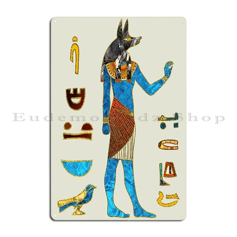 Anubis Egyptian Gold Blue And Red Glass Metal Plaque Poster Party Design Pub Customized Funny Party Tin Sign Poster