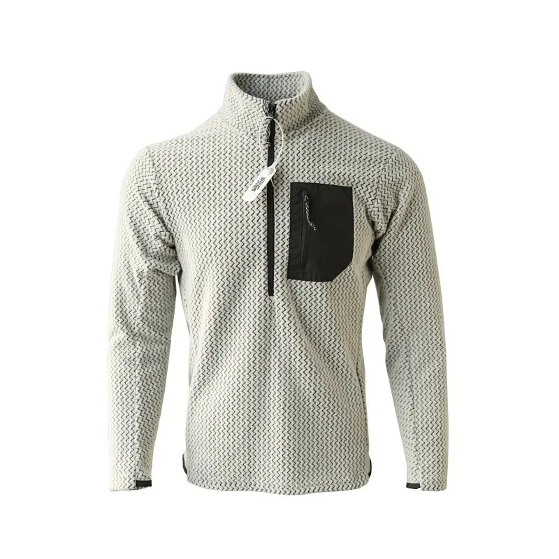 نمط جديد مريح وسميك من الصوف بنصف سحاب مع نمط متموج وسويت شيرت مخملي بأكمام طويلة #1