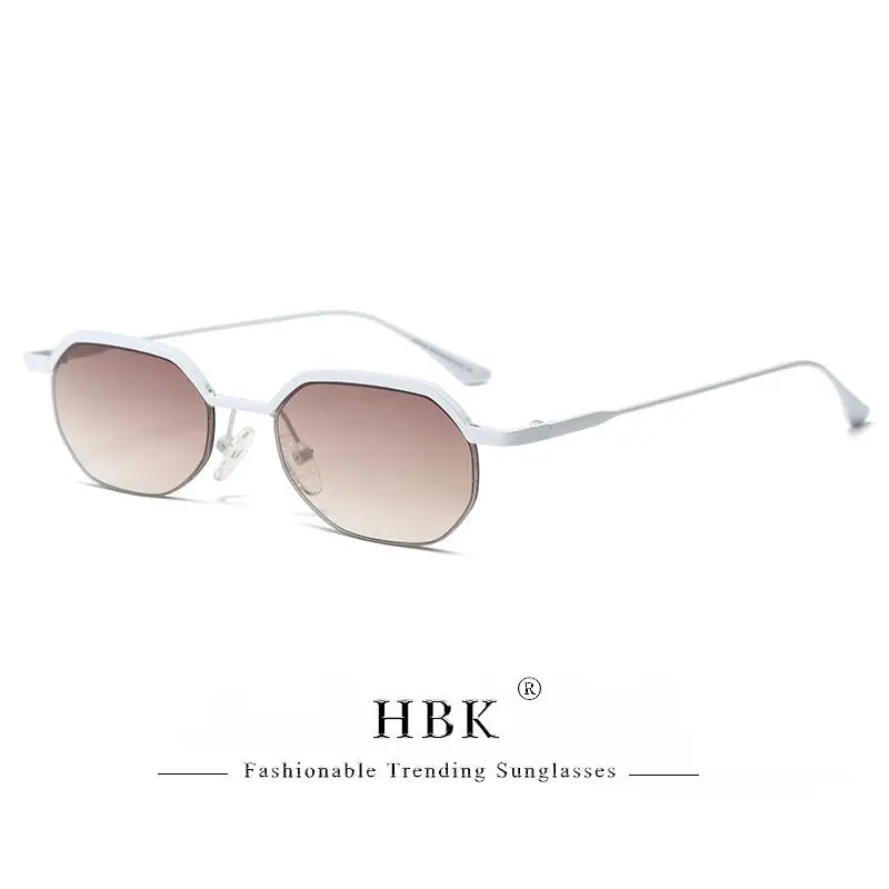 HBK Retro-Sonnenbrille für Herren, polygonal, Punk, kleine Halbrahmen-Sonnenbrille für Damen, Geschäftsreisen, Party, Brillen, Sommerstil – Detail 5