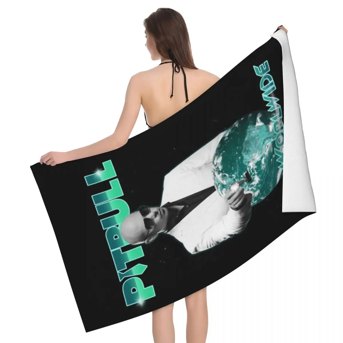 Custom Future Feel Good The Worldwide Times Bath Beach Towel Microfiber Mr. Worldwide Travelling Swimming Camping Towels