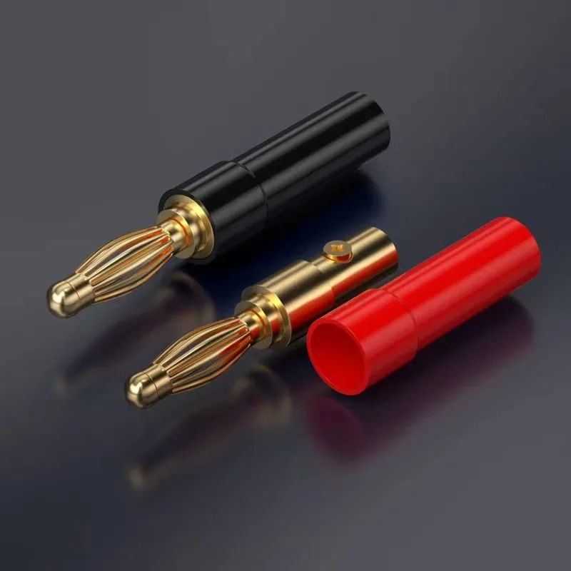 Banana Plug 1 Pair 2Pcs 4mm 24 Gold Plated Dual Screws Jack Connectors for Amplifier Speakers Receiver