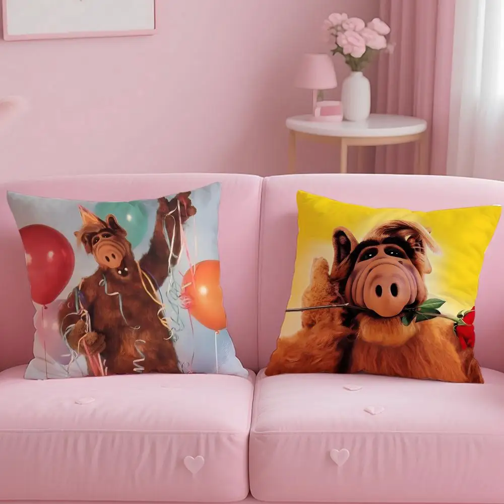 classic cartoon ALF Cushion Cover Soft & Easy-Wash Pillow Case – Versatile for Couch, Bed, Travel and Office