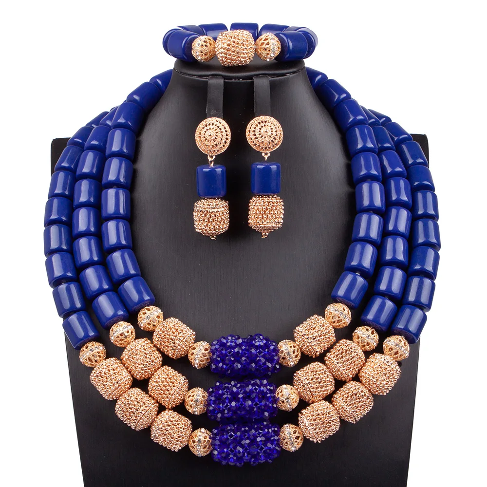Generous Dubai Gold Costume African Jewelry Sets New Design 3 Layers Orange Artificial Coral Beads Jewelry Set ABG139