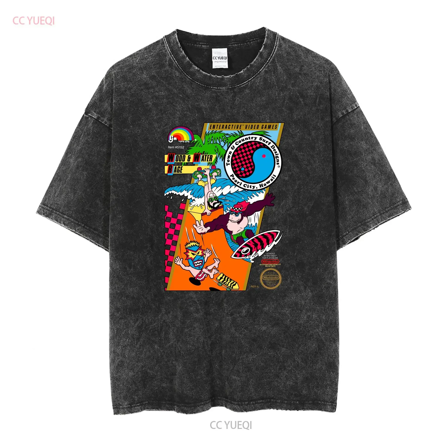 T C Town and Country Surf Designs Retro Replica Video Game Shirt Size S 5XL vintage Washed Casual graphic Versatile