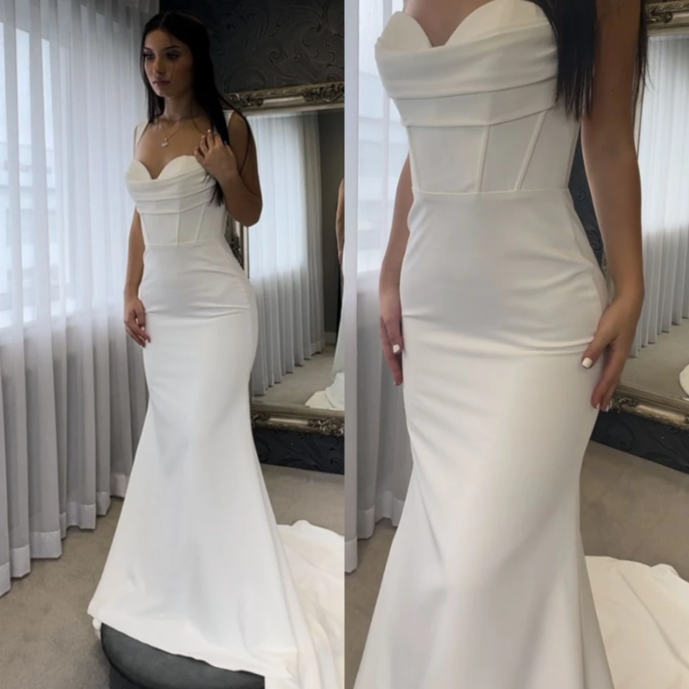 

Customized Charming Mermaid Cap Sleeve 2025 Bridal Gowns Simple White Jersey Wedding Dress Elegant Sweetheart Vestido De Novia