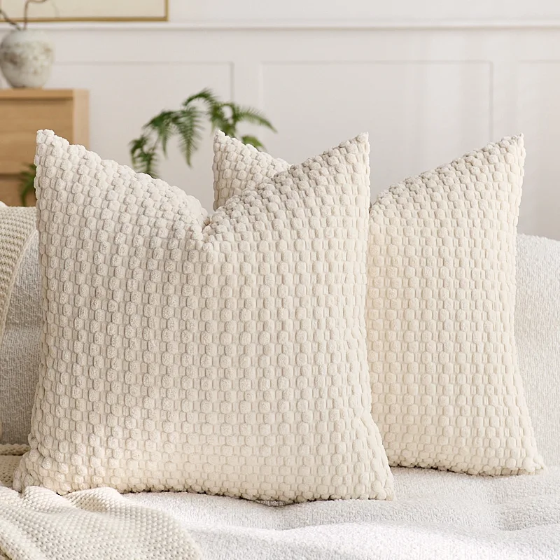 Detachable Cream Velvet Pillowcase 3D Bubble Sofa Pillow Cover Large Living Room Simple Style Square Pillowcase for Bedroom
