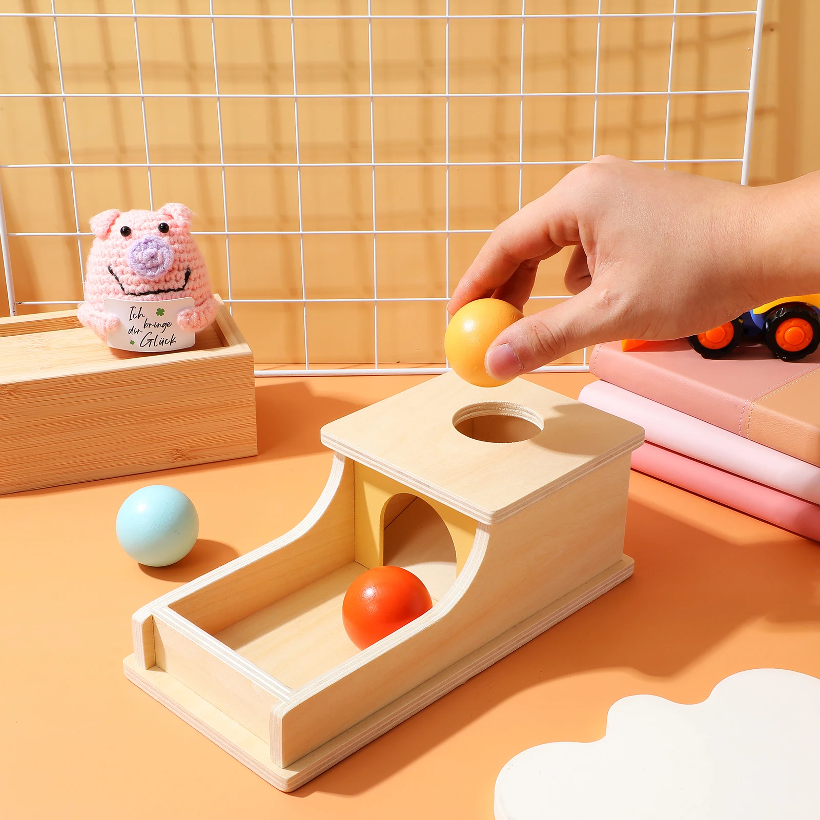 Scatola per monete in legno per bambini, 1 pezzo, apprendimento Montessori per il riconoscimento dei colori, allenamento delle capacità motorie fini, giocattolo educativo