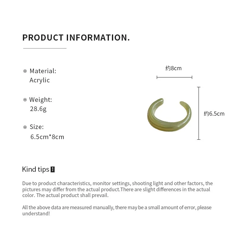 Smooth Round Acrylic Cuff Bangles for Women Vintage Exaggerated Jelly Color Smudging Bangle Wide Resin Bracelet Accessories M1 썸네일 6