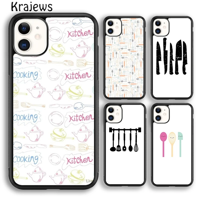 Kitchen Utensil Colored Silhouettes Phone Case Cover For iPhone 16 15 14 plus XS XR 11 12 mini 13 pro max coque Fundas