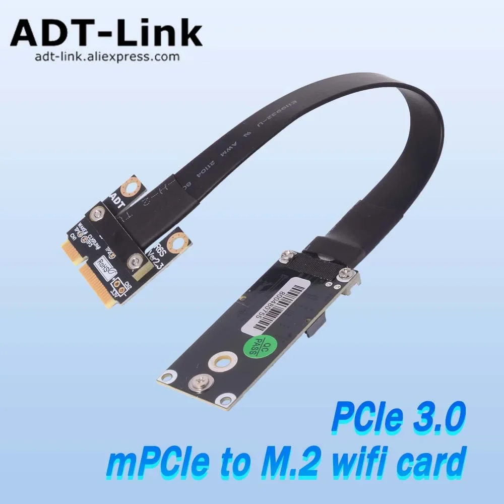 ADT-Link R65SF mPCIe Adaptador de cable de extensión NIC inalámbrico 8Gbps Mini PCI-e PCIe Ngff a M.2 WIFI Key-A interfaz Ngff 3-100cm