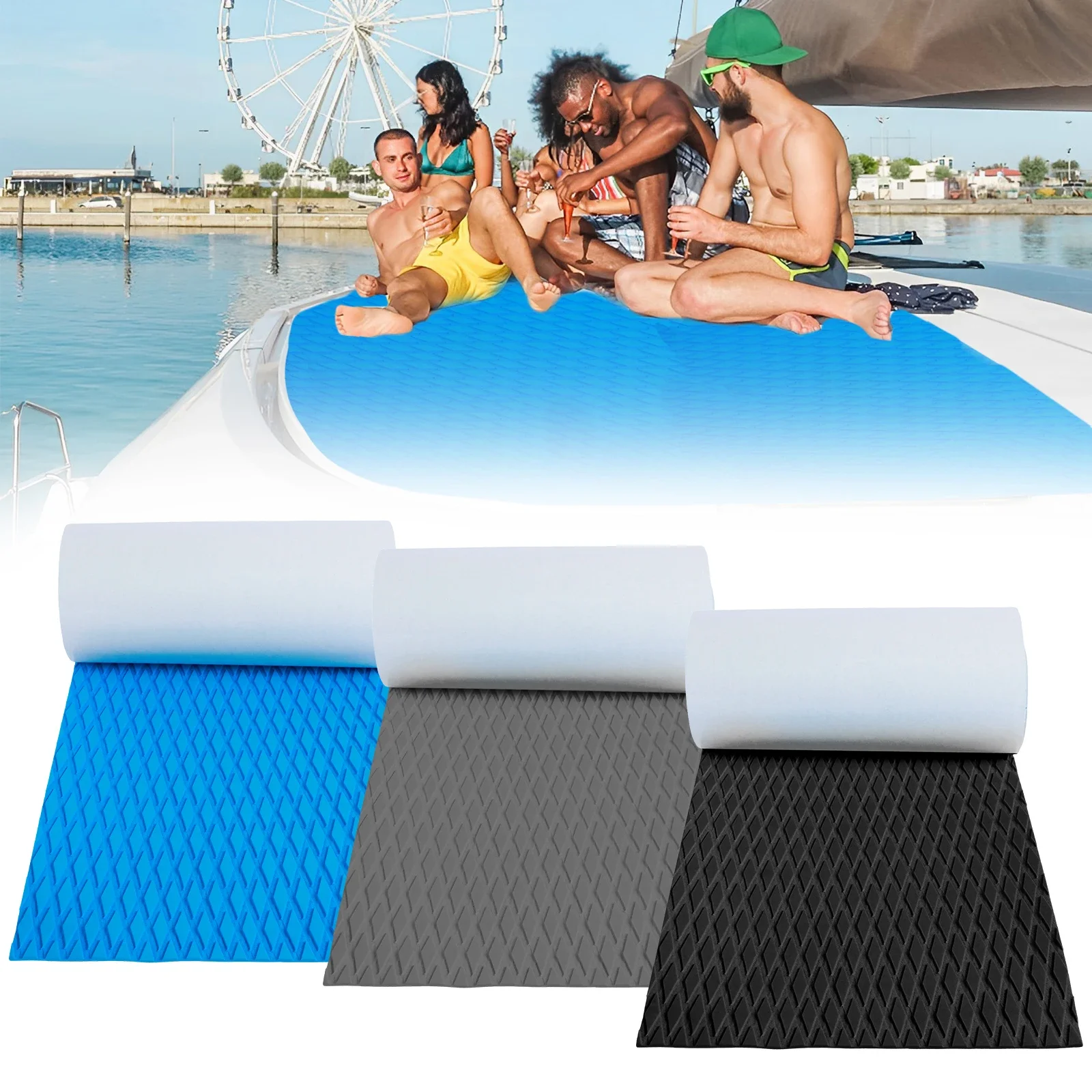 

1200x300x5mm EVA Foam Boat Flooring Decking Sheet Self-Adhesive Boat Flooring Mat Non Slip Boat Deck Carpet Pad For Motorboat