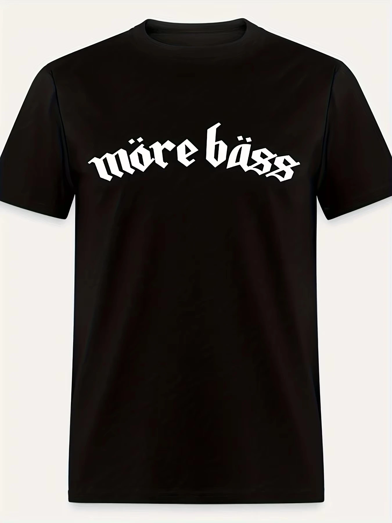 Men's Retro Music Pattern T-shirt - More BASS Gothic Font and Lemmy Style Design Concert Casual Wear Loose Fit - Retro Style