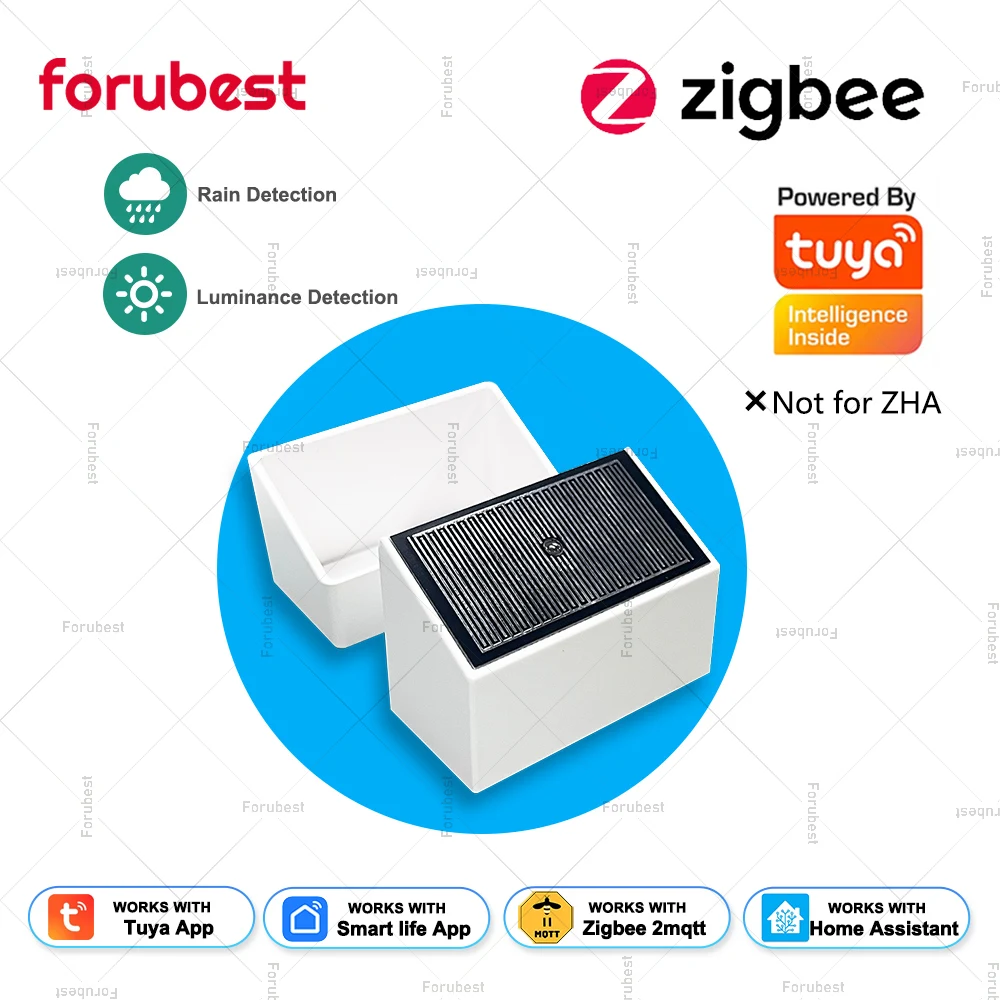 

Датчик дождя Zigbee со детектором света, приложение Smart Life, дистанционное управление, датчик капель дождя 2 в 1, для Tuya или домашнего помощника Zigbee2mqtt