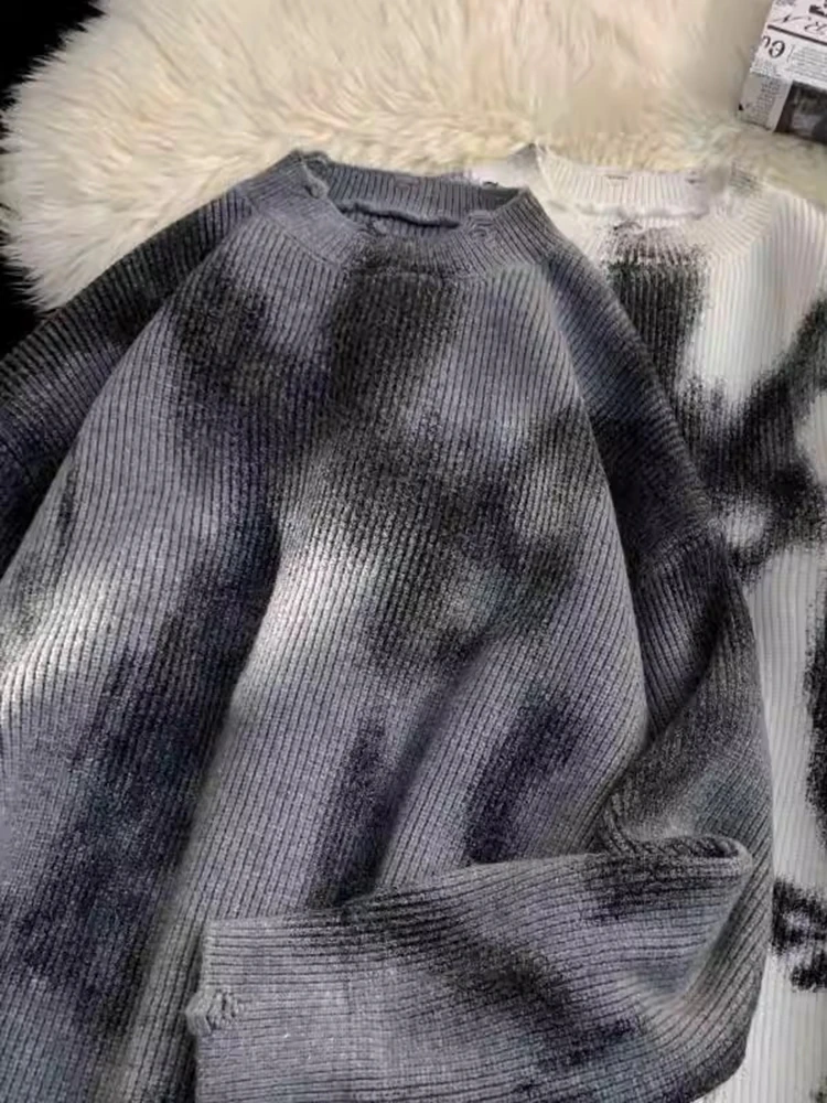 

Мужской свитшот в американском ретро-стиле с эффектом тай-дай, осенне-зимний, с длинным рукавом, круглым вырезом, свободного кроя, удобный, мягкий, повседневный.