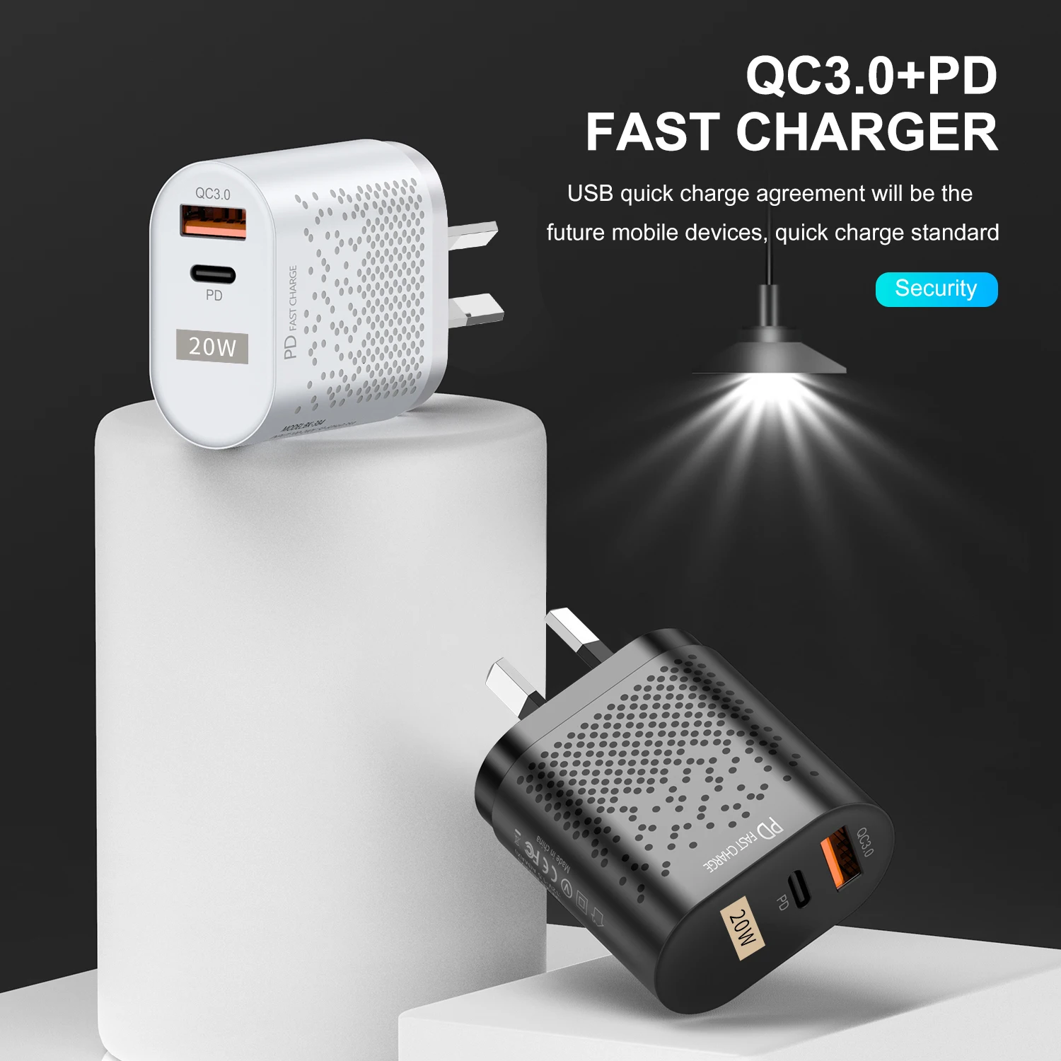 GTWIN Korean USB Fast Charger Australian EU Plug PD Type C Quick Charger Mobile Phone Charger USB C Travel Adapter Wall Charger