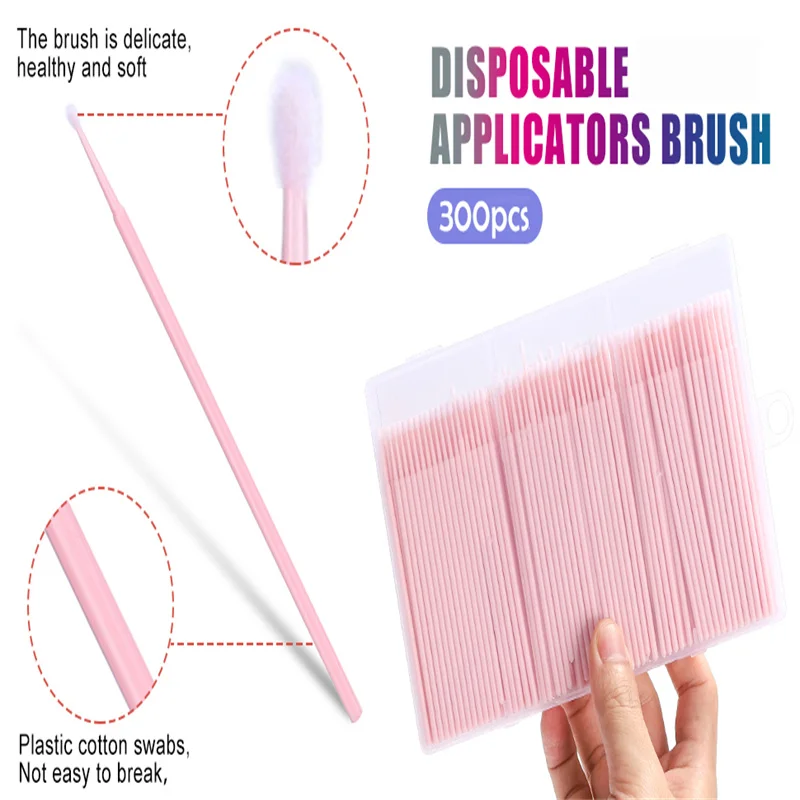300 Stuks Wegwerp Micro Borstels Wimper Reinigingsborstel 2 Mm Precisie Mascara Wands Applicator Voor Wimperverlenging Make-Up Tool