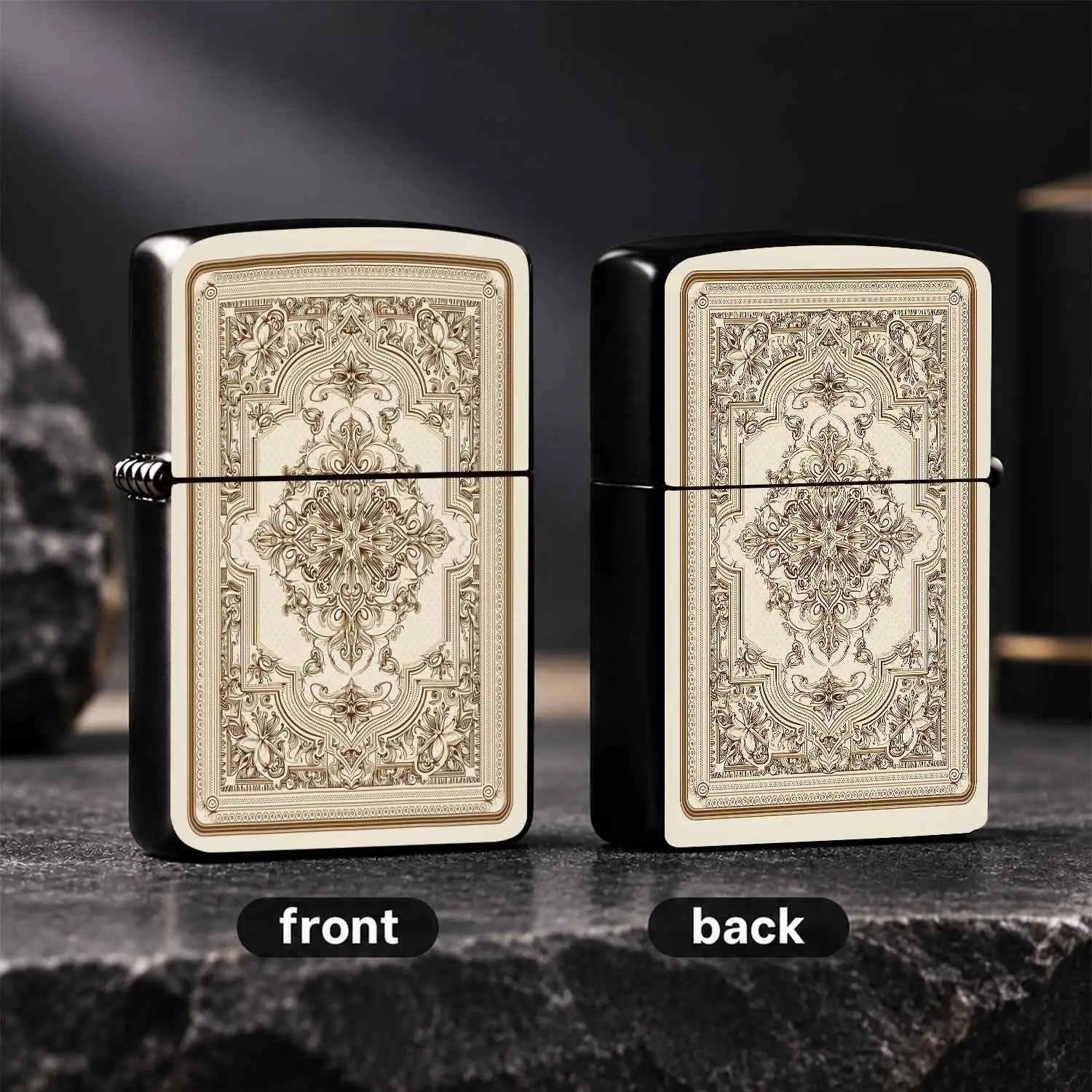 Exquisite Vintage Baroque Pattern Lighter, Classic Symmetrical Ornate Art Print Design, Multi-Scenario Usable For Daily Gathering Home Travel, Delicate Texture Portable Decorative Practical Item, Ideal Gift Choice For D A Humorous And Inter