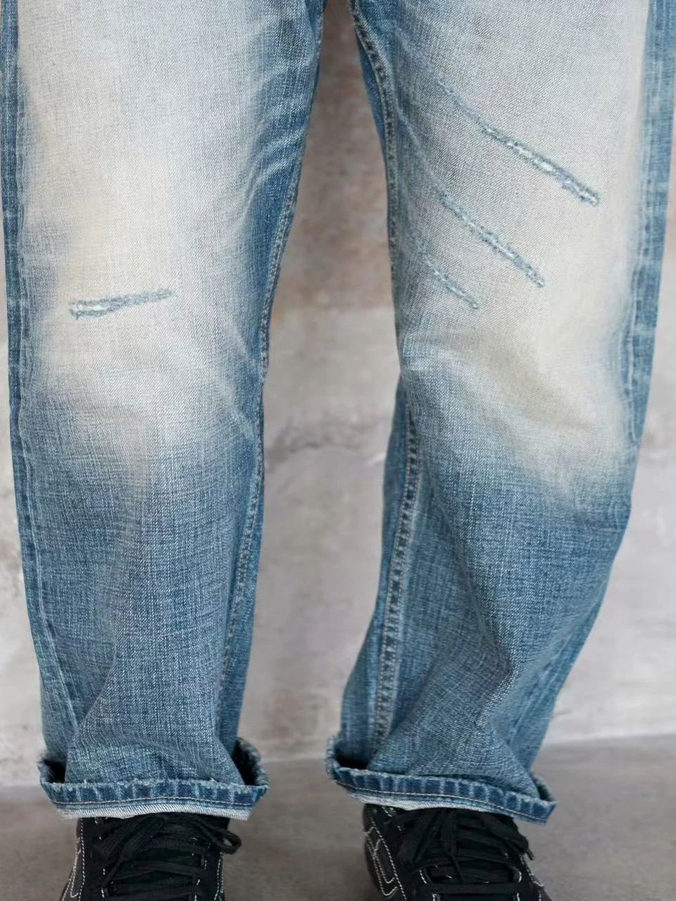 

Джинсы Reignite25ss Vintage с эффектом потертости и вышивкой, укороченные, свободного кроя, со средней посадкой, 100% хлопок, осенний сезон