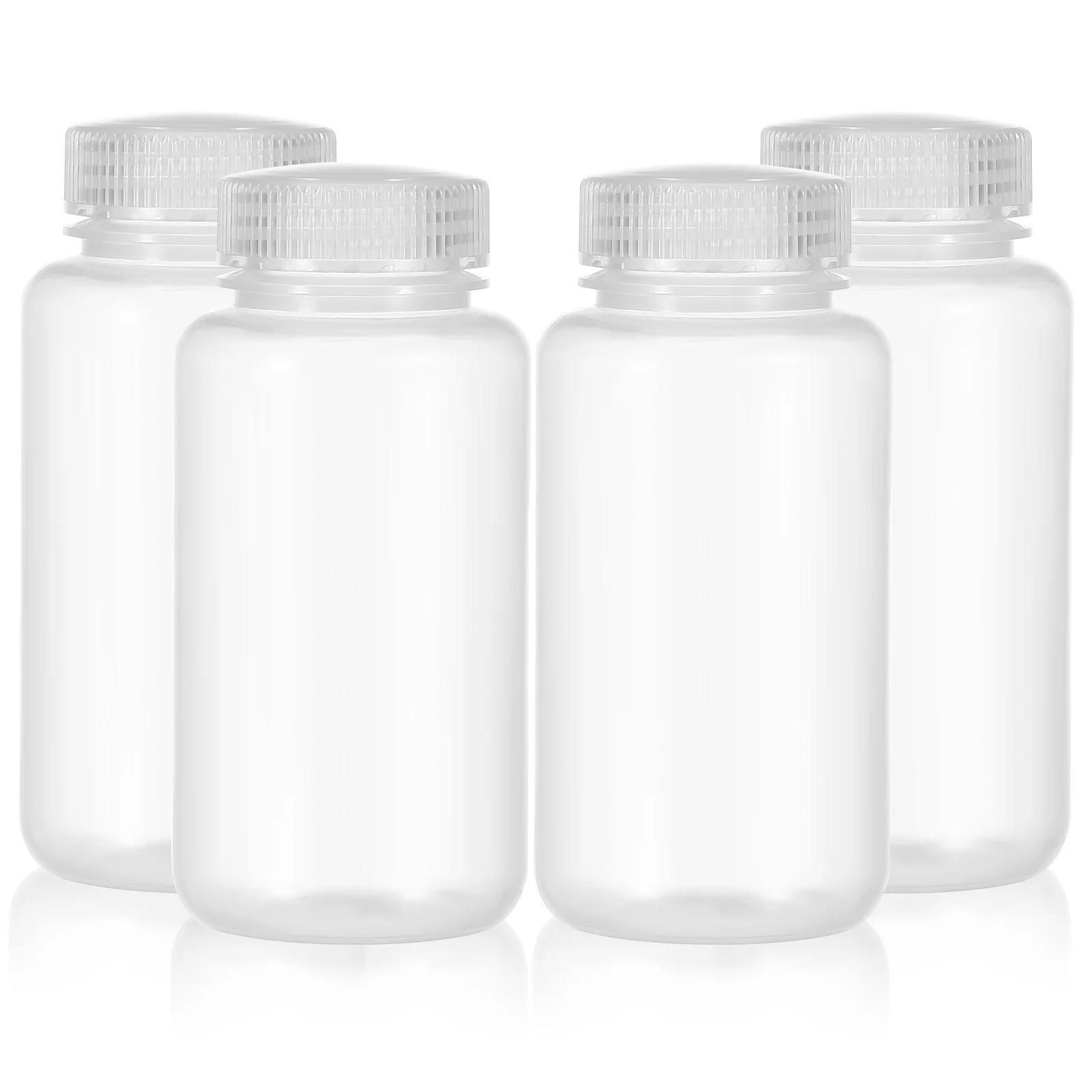 4Pcs Clear Plastic Reagent Bottles Screw Caps Lab Chemical Storage Travel Liquid Containers Plastic Travel Bottle