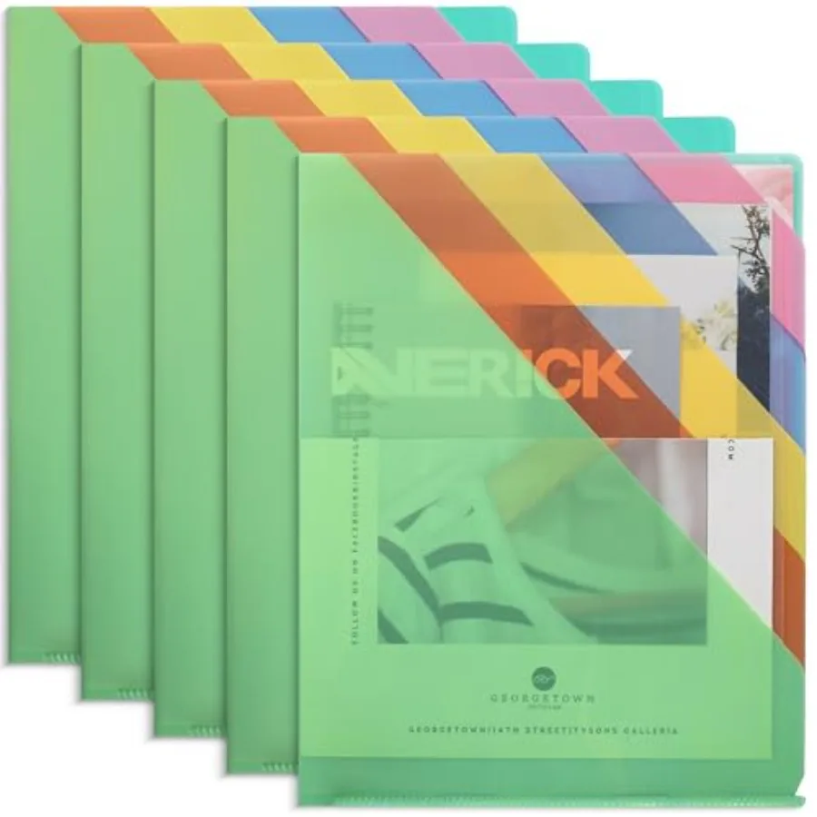 

5 Pocket Folders, 11.5" x 8.9", 5 Pack,,Letter Size, Tear Resistant, Flexible Multi-Pocket File Organizer for School Supplies,