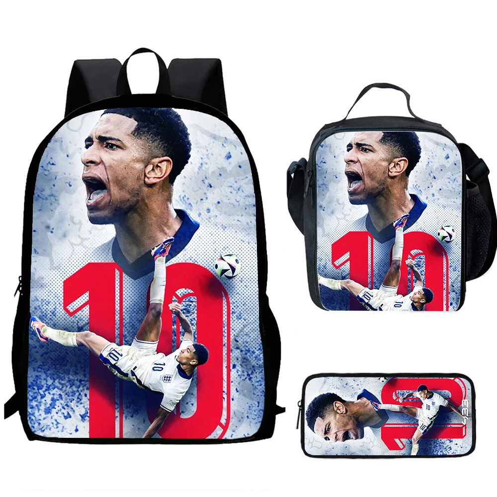 3PCS B-Bellingham Football Print Child School Backpack With Lunch Bags Pencil Bags For,Light Weight Child School Bags image 3