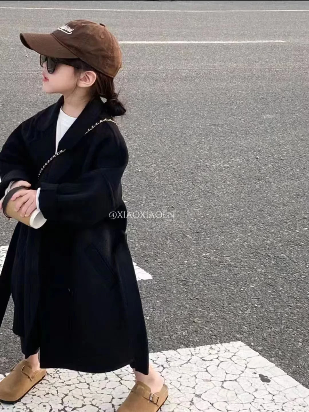 Autunno e inverno lungo nero nuovo abbigliamento per bambini cappotto di lana per bambini cappotto di lana autunno cappotto di lana corea del sud 