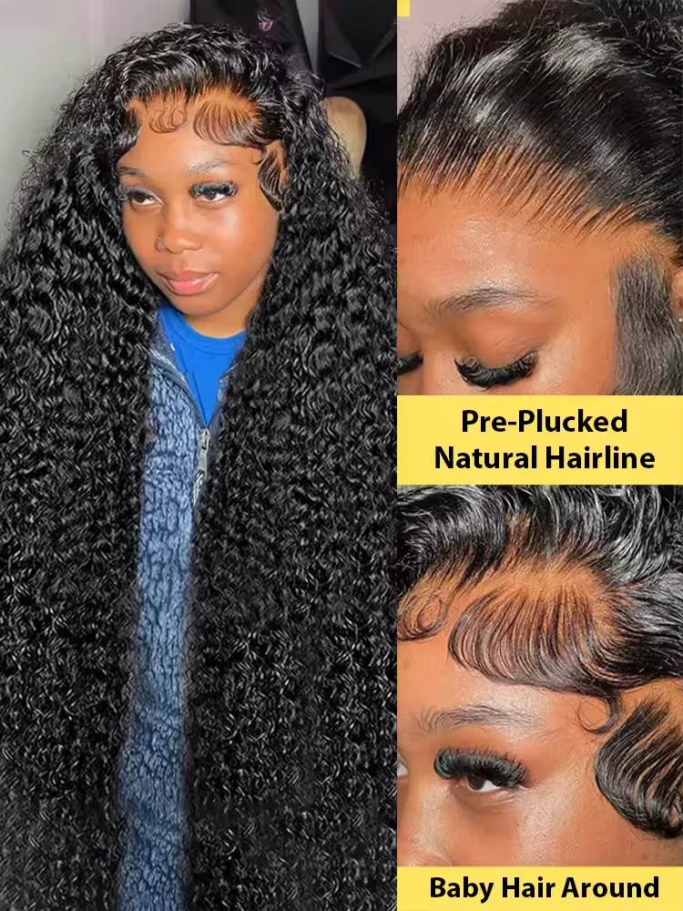 250 Density Transparent HD Human Hair Wig 30 38 40 Inch Deep Wave 13x4 Curly Lace Front 13x6 Water Wave Lace Frontal Wigs image 5