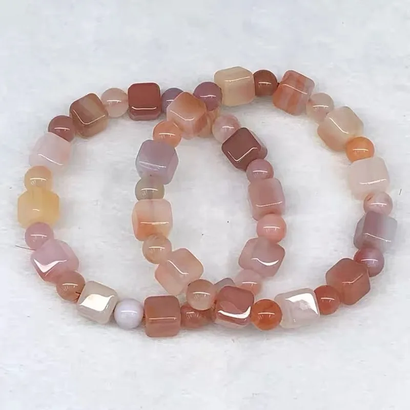 Rough Stone Yanyuan Agate Square Candy Bracelet Colorful Candy Bracelet Full of Meat Transparent Moisturizing HighCandy Hea