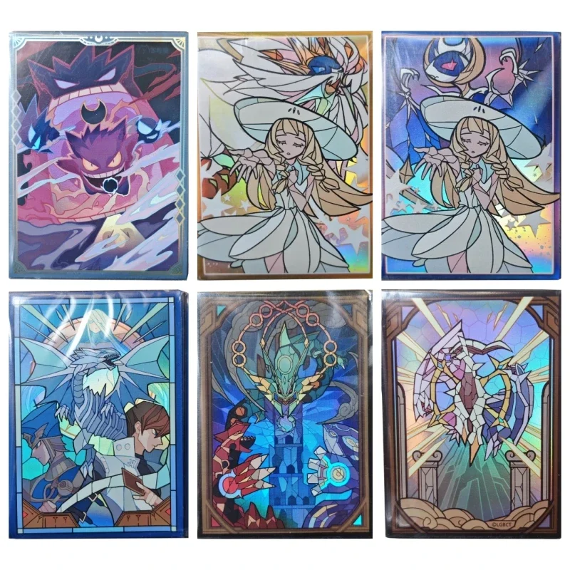 

Pokemon PTCG Rayquaza Lillie Gengar Self Made Refraction Card Film Anime Classics Game Collection Cards Protective Case Toy