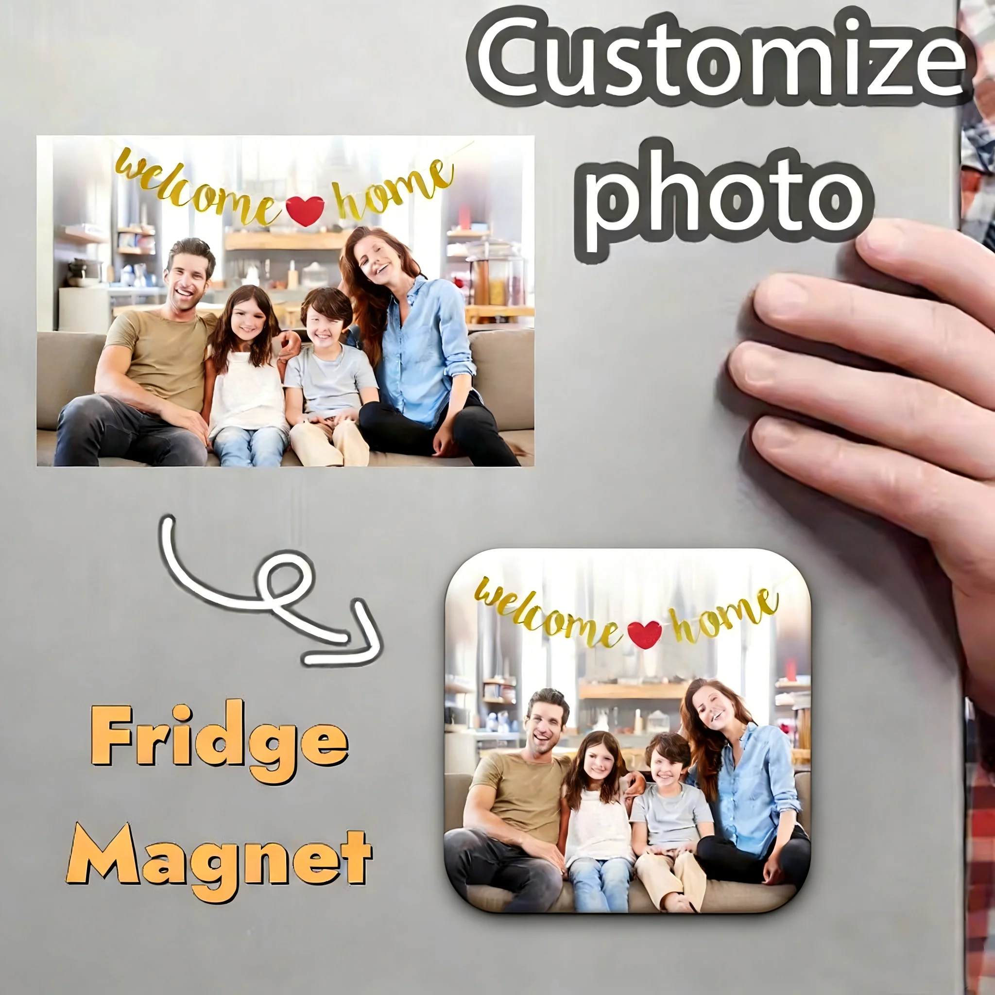 

2PCS DIY Refrigerator Magnets Custom Photo Fridge Rectangle Sticker Personalize Kitchen Office Decor Creative Birthday Gift