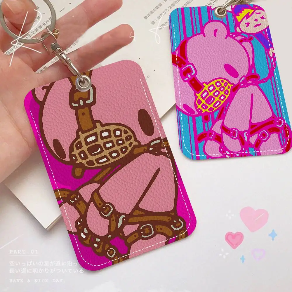 Cartoon G-Gloomy Bear Vintage PU Soft Leather Rectangular Key Card Holder Induction Elevator Protection Cover