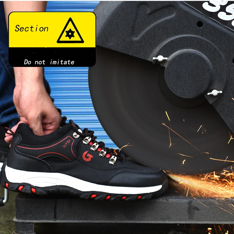 Anti impact Anti puncture steel head Waterproof Construction site protective Comfortable Steel toe work shoes