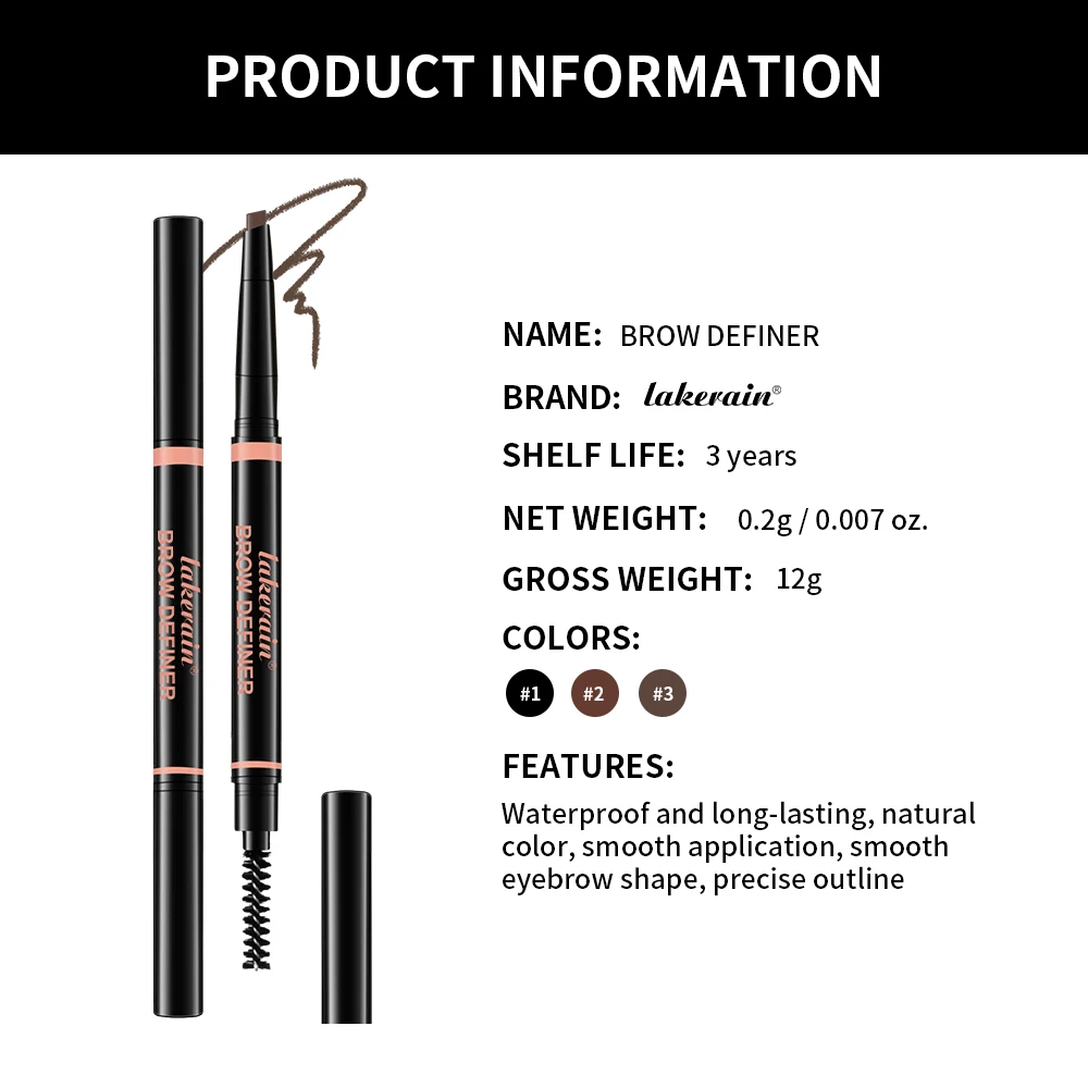 Lasting Waterproof Eyebrow Pen Makeup Double Head Triangle Precise Brows Cream With Brush Lasting No Blooming Rotatable Makeup