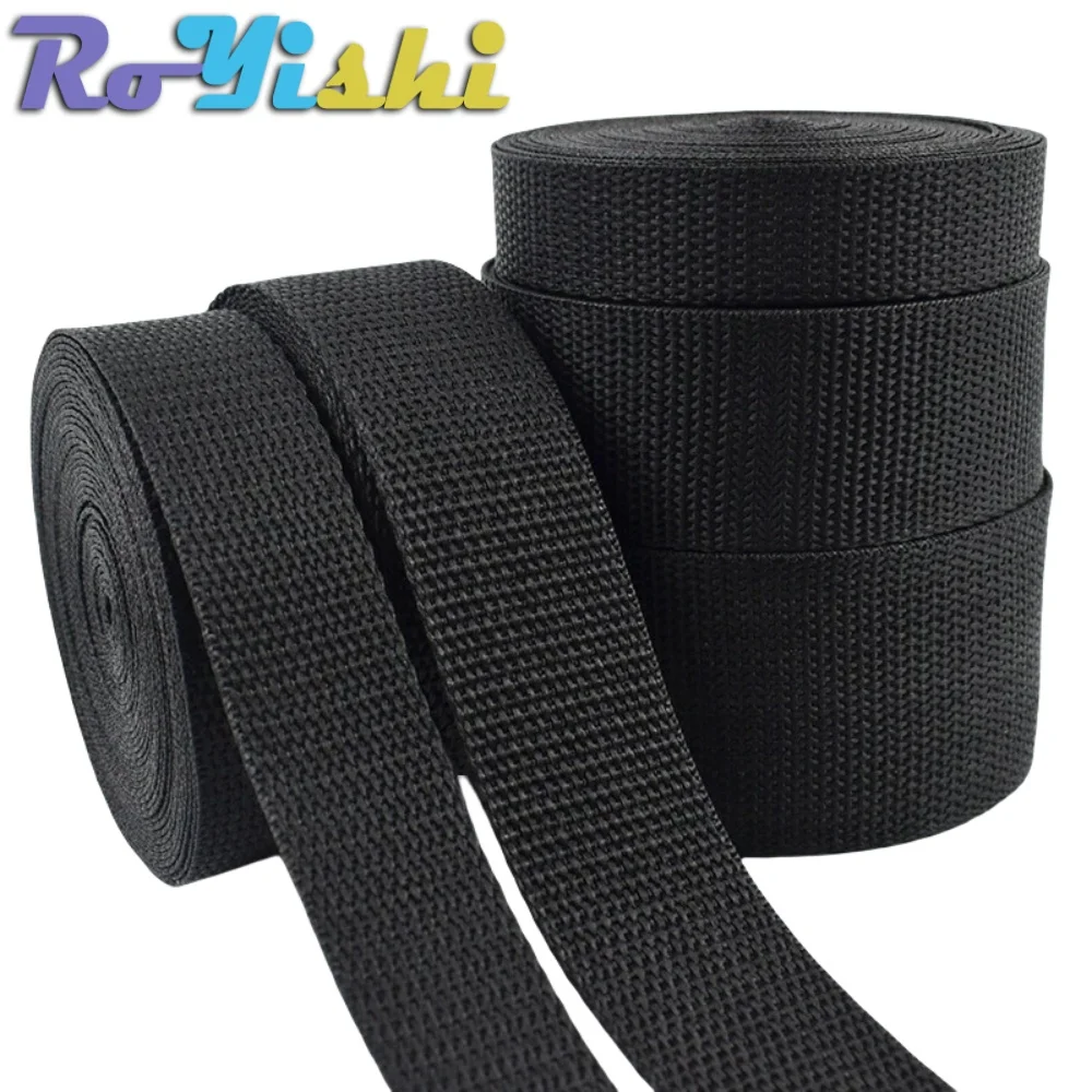 5 Yards Black Nylon Webbing Tape Backpack Strap Pet Collar Safety Belt Ribbon Band DIY Bag Clothing Sewing Accessories