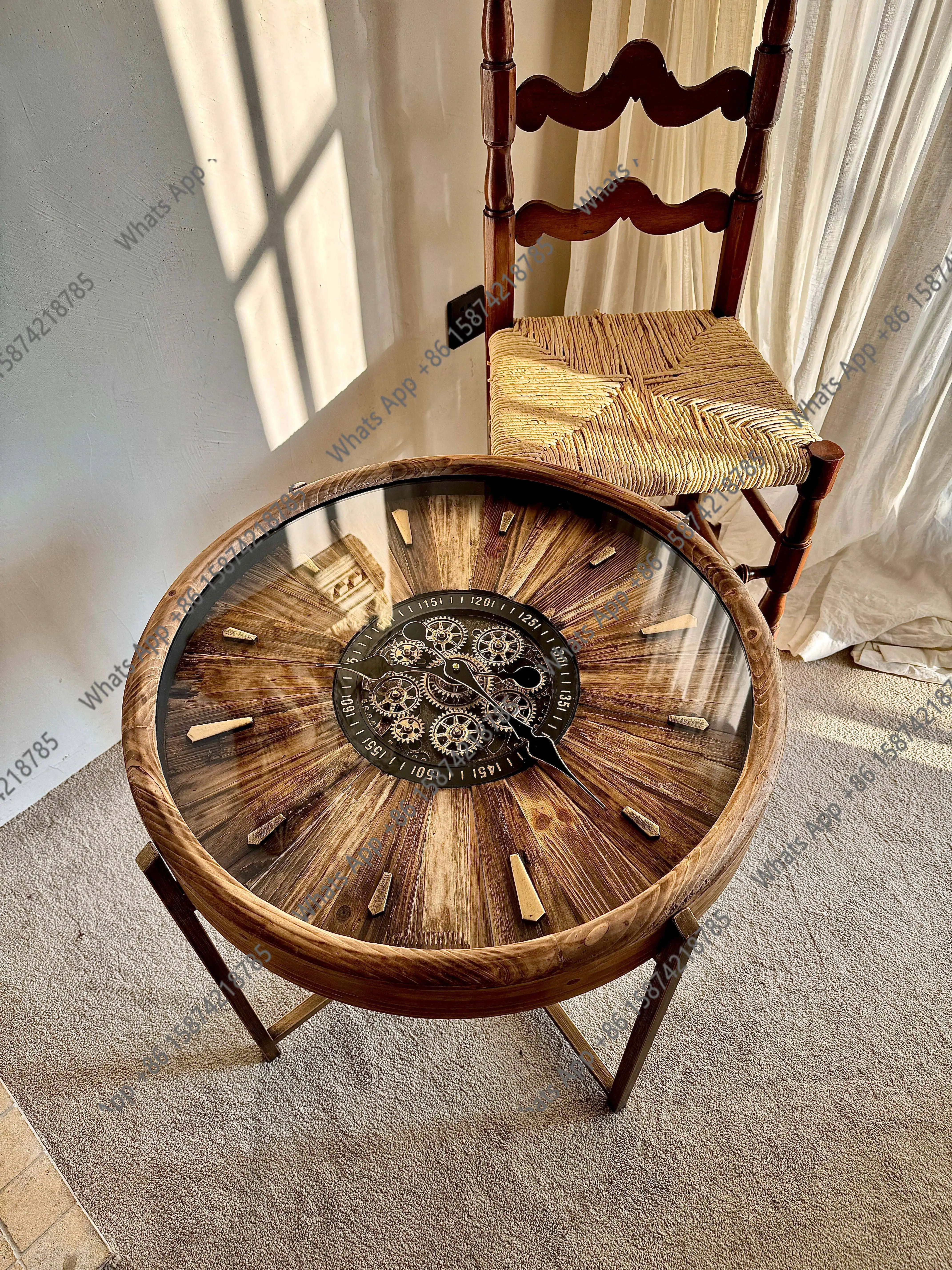 Retro high-end sense light luxury design sense American clock gear living room sofa side few small apartment bed and breakfast