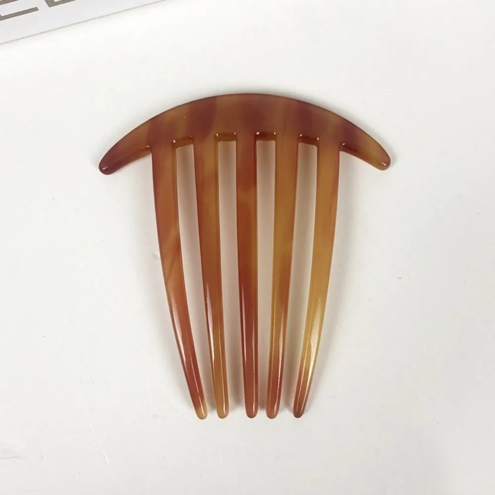 Portable Anti-Static Wide Teeth Hair Comb Colorful Wide Teeth Design Acetate Hair Comb 5 Teeth Plate Hair Comb Hairdressing