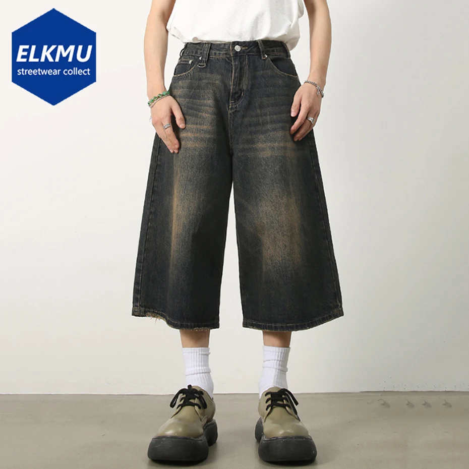

Винтажные широкие джинсовые шорты, летние повседневные мешковатые джинсы, шорты, уличная одежда, свободные короткие джинсы в стиле Харадзюку