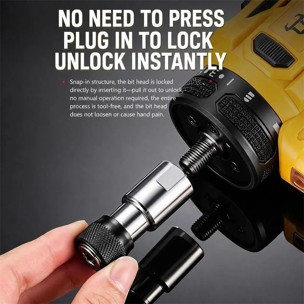 Double Ended Drill Chuck Adapter Self Locking Quick Release Hex Bit Holder Knurled Grip Drill Conversion Head