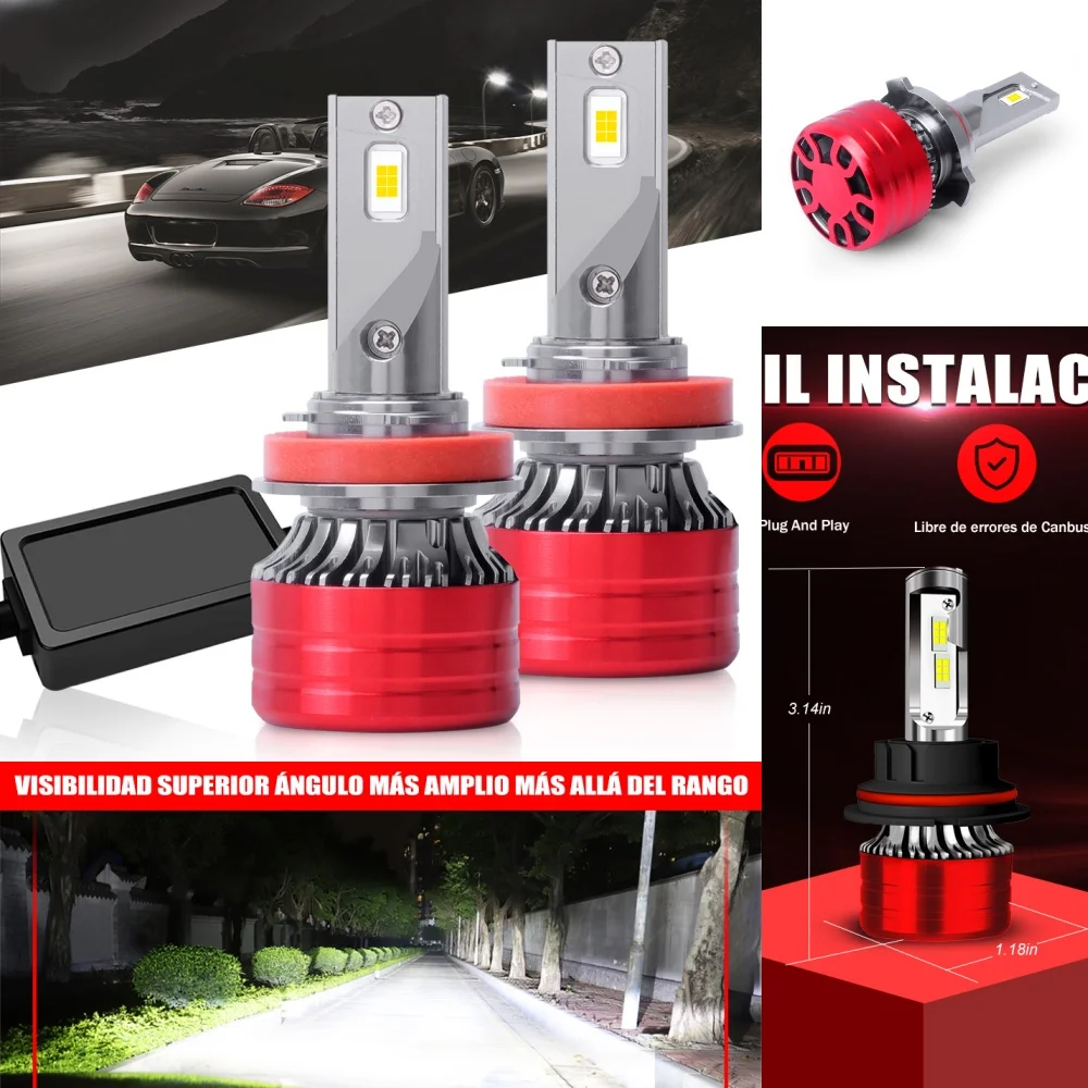 

PAMPSEE 2 шт. Автомобильные фары H4 H7 LED H11 9005 HB3 9006 HB4 H1 Автоматические лампы 100 Вт 18000LM Лампа 6000K 12 В Светодиодные лампы для фар